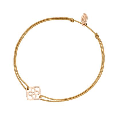 Pulsera de la suerte Heart Flower, baño de oro rosa de 18 k, beige