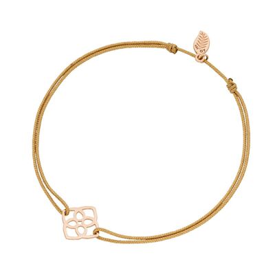 Bracelet porte-bonheur Heart Flower, plaqué or rose 18 carats, beige