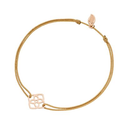 Pulsera de la suerte Heart Flower, baño de oro rosa de 18 k, beige