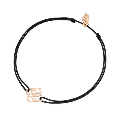 Bracelet porte-bonheur Heart Flower, plaqué or rose 18 carats, noir