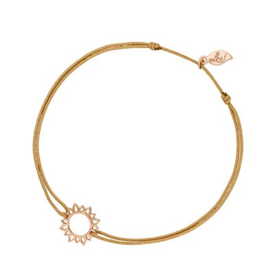 Lucky bracelet Sun Flower, 18k rose gold plated, beige