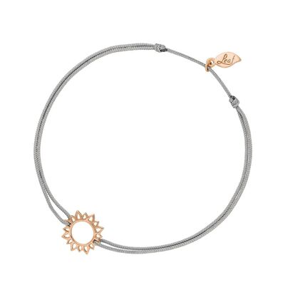 Pulsera de la suerte Sun Flower, baño de oro rosa de 18 k, gris