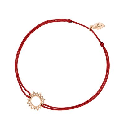 Bracelet porte-bonheur Sun Flower, plaqué or rose 18 carats, rouge