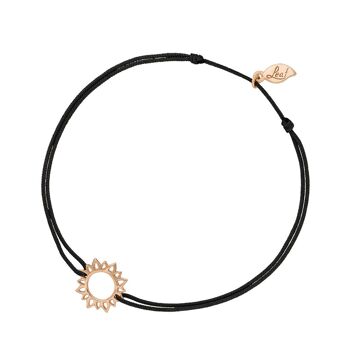 Bracelet porte-bonheur Sun Flower, plaqué or rose 18 carats, noir 1