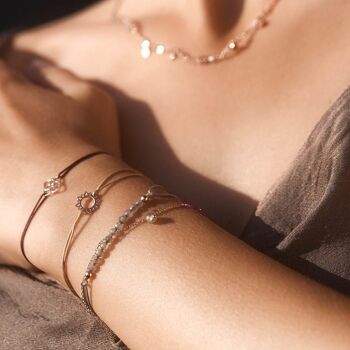 Bracelet porte-bonheur Sun Flower, plaqué or rose 18 carats, noir 2