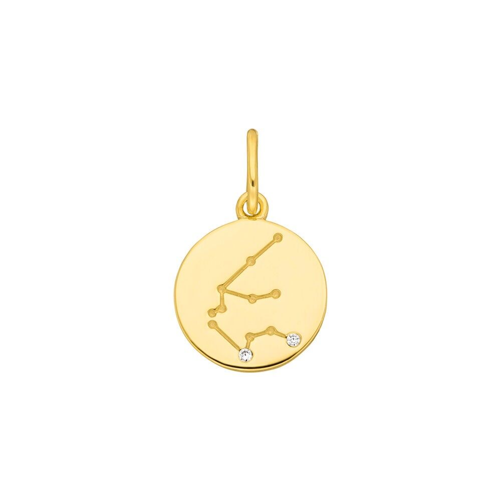 SEGNO ZODIACALE DELL'Acquario, Placcato Oro Giallo 18K