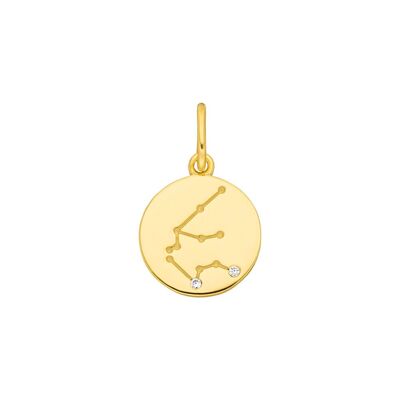 SIGNO DEL ZODIACO Acuario, Chapado en Oro Amarillo de 18K