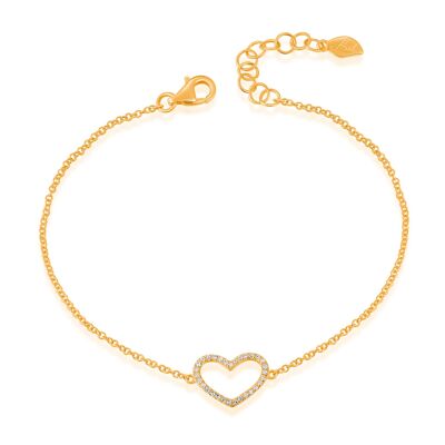 Heart bracelet with diamonds, 18K yellow gold