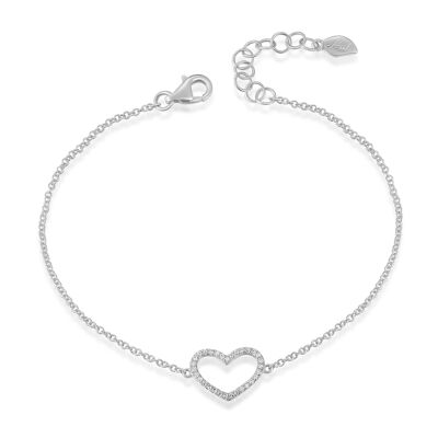 Heart bracelet with diamonds, 18K white gold