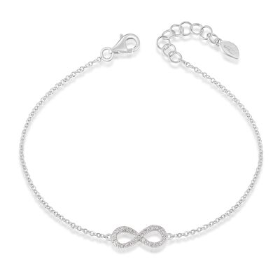 Pulsera infinito con diamantes, oro blanco de 18 quilates