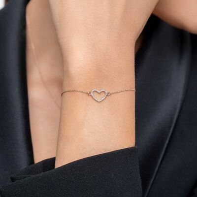 Heart bracelet with diamonds, 18K rose gold