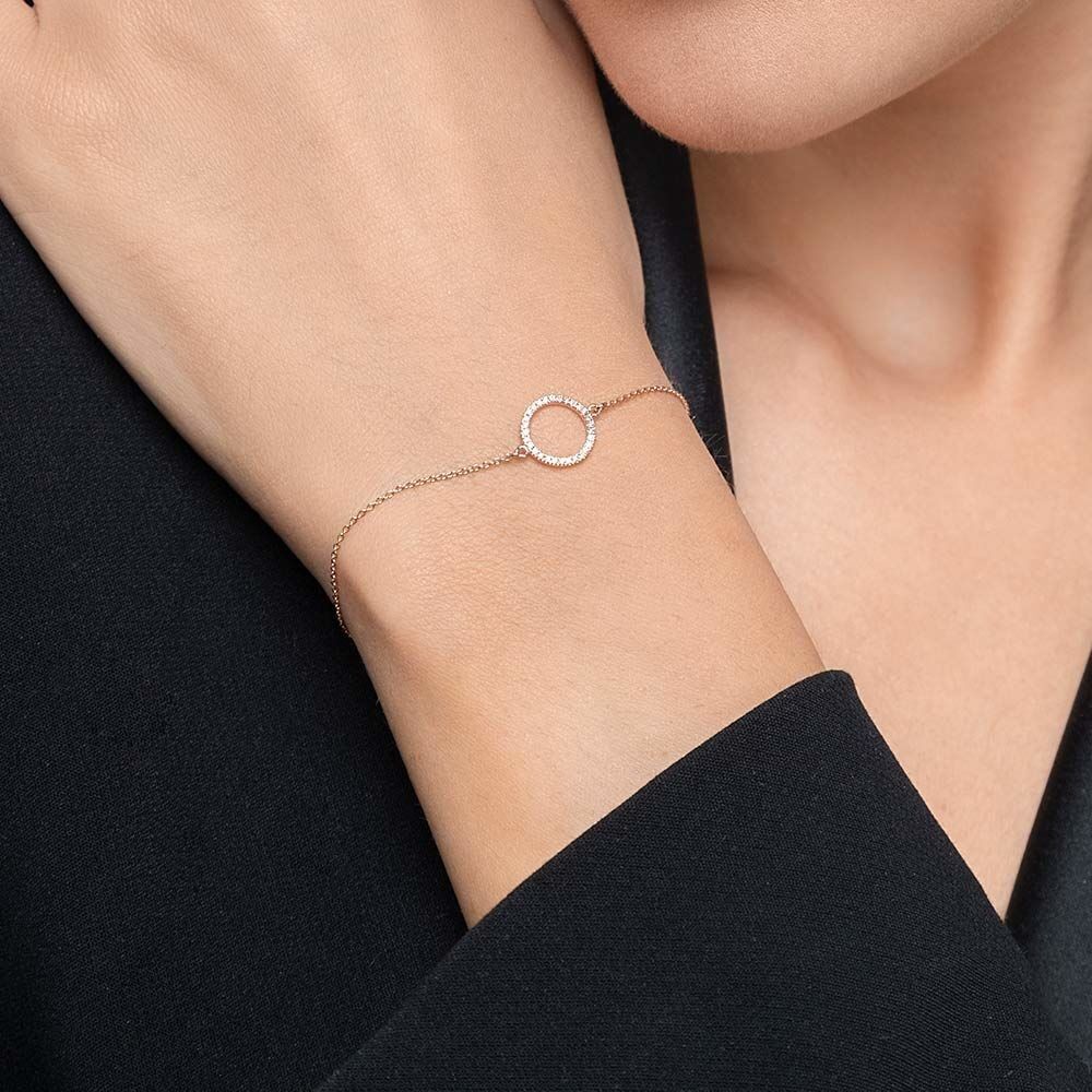Pulsera circular con diamantes, oro rosa de 18 quilates