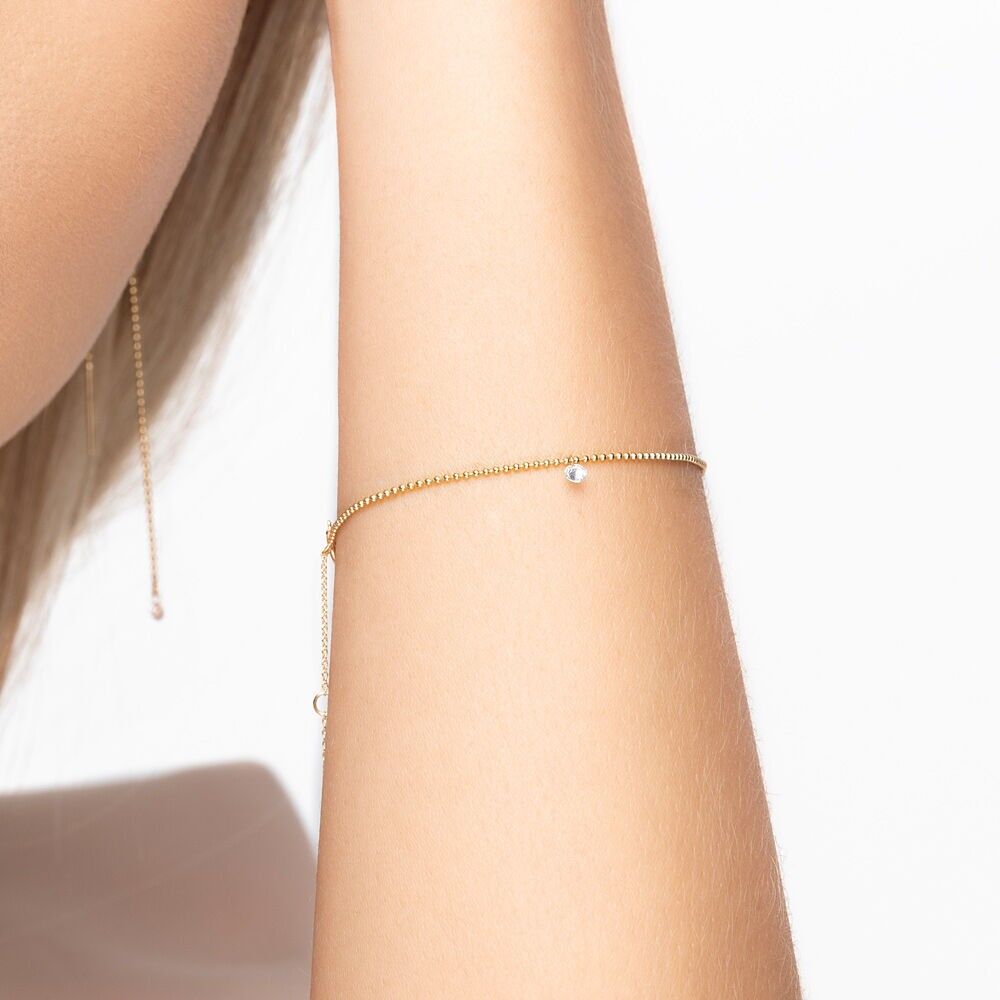 Bracciale Pure Ball Chain, diamante, oro giallo 14 k