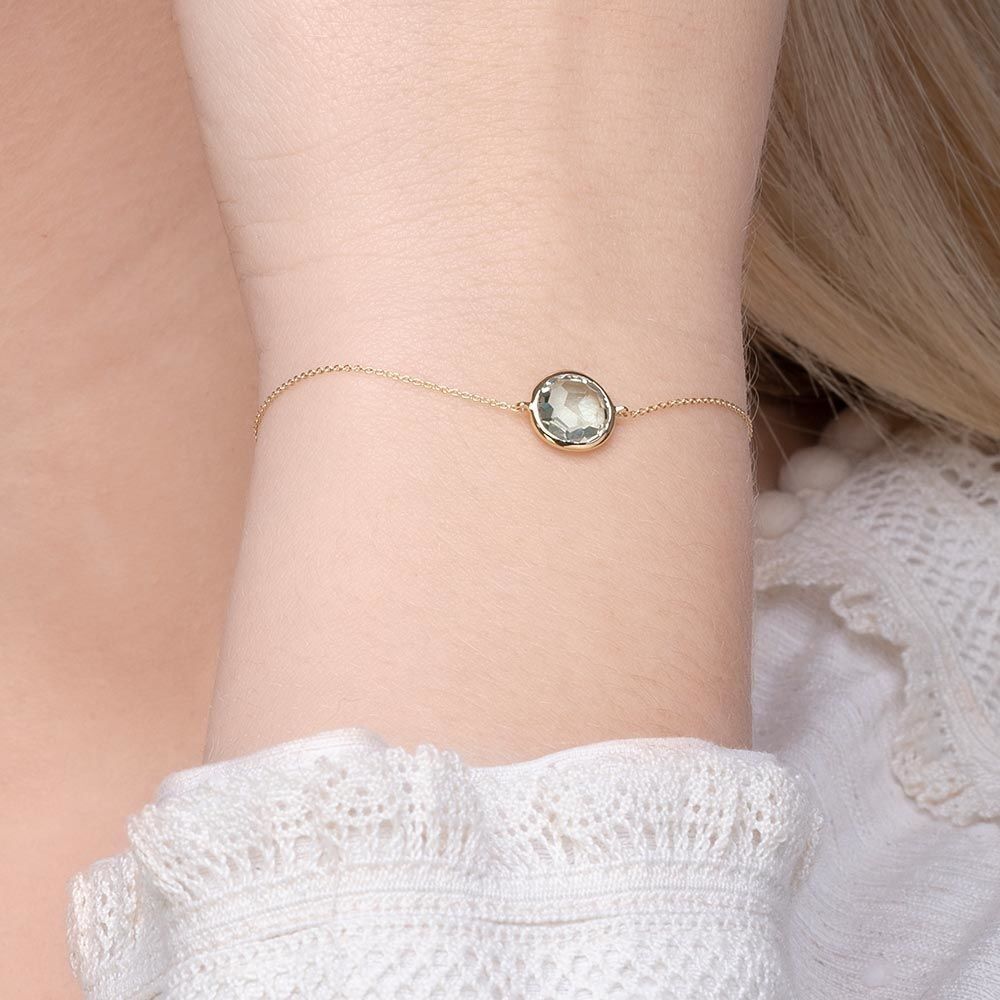 Bracciale Ametista Verde, Oro Giallo 14K
