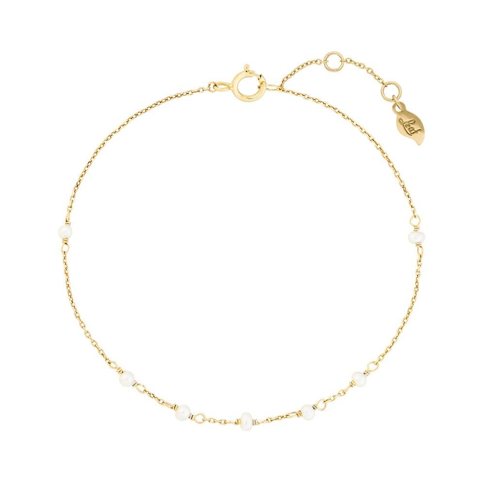 Bracciale Perle Bianche, Oro Giallo 14K