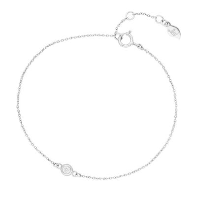 Bracelet "mon premier diamant", or blanc 14 carats