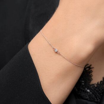 Bracelet "mon premier diamant", or rose 14 carats 4