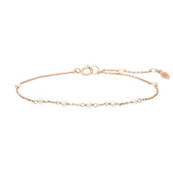 Bracelet Perles Blanches, or rose 14K 2