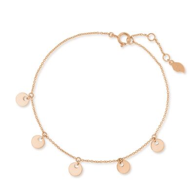 Pulsera de plaquetas, oro rosa de 14 K