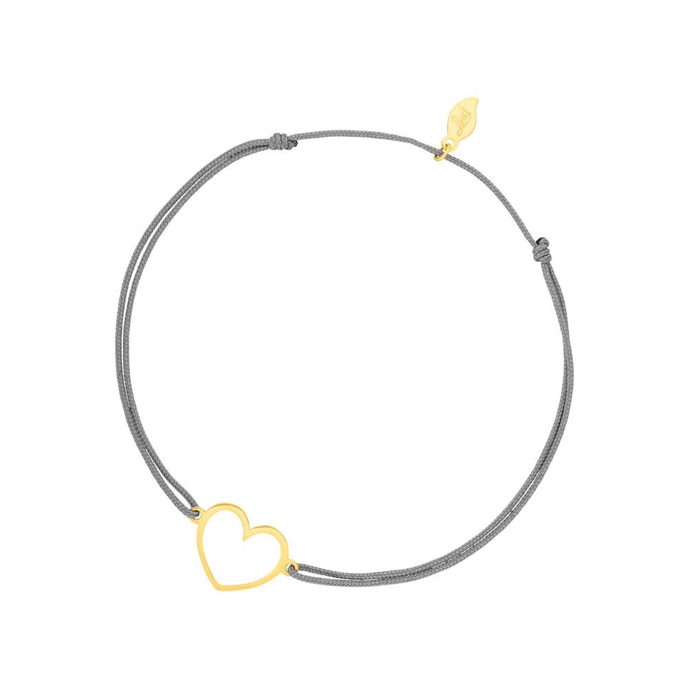 Lucky bracelet GENTLE HEART, 14 K yellow gold, grey