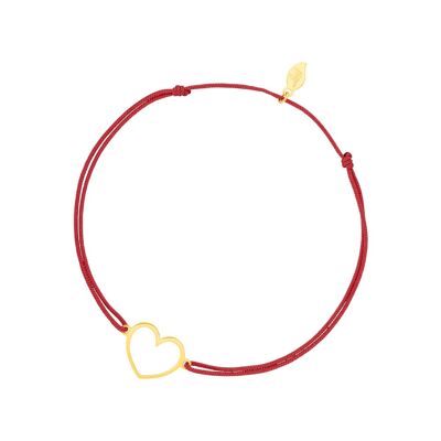 Bracelet porte-bonheur GENTLE HEART, or jaune 14 carats, rouge