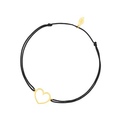 Bracelet porte-bonheur GENTLE HEART, or jaune 14 carats, noir