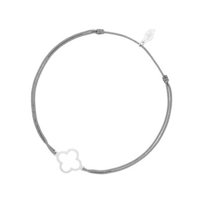 Bracciale portafortuna GENTLE CLOVER, oro bianco 14 K, grigio