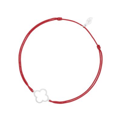 Bracciale portafortuna GENTLE CLOVER, oro bianco 14 K, rosso