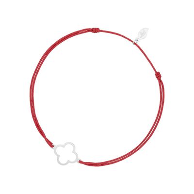 Bracelet porte-bonheur GENTLE CLOVER, or blanc 14 carats, rouge
