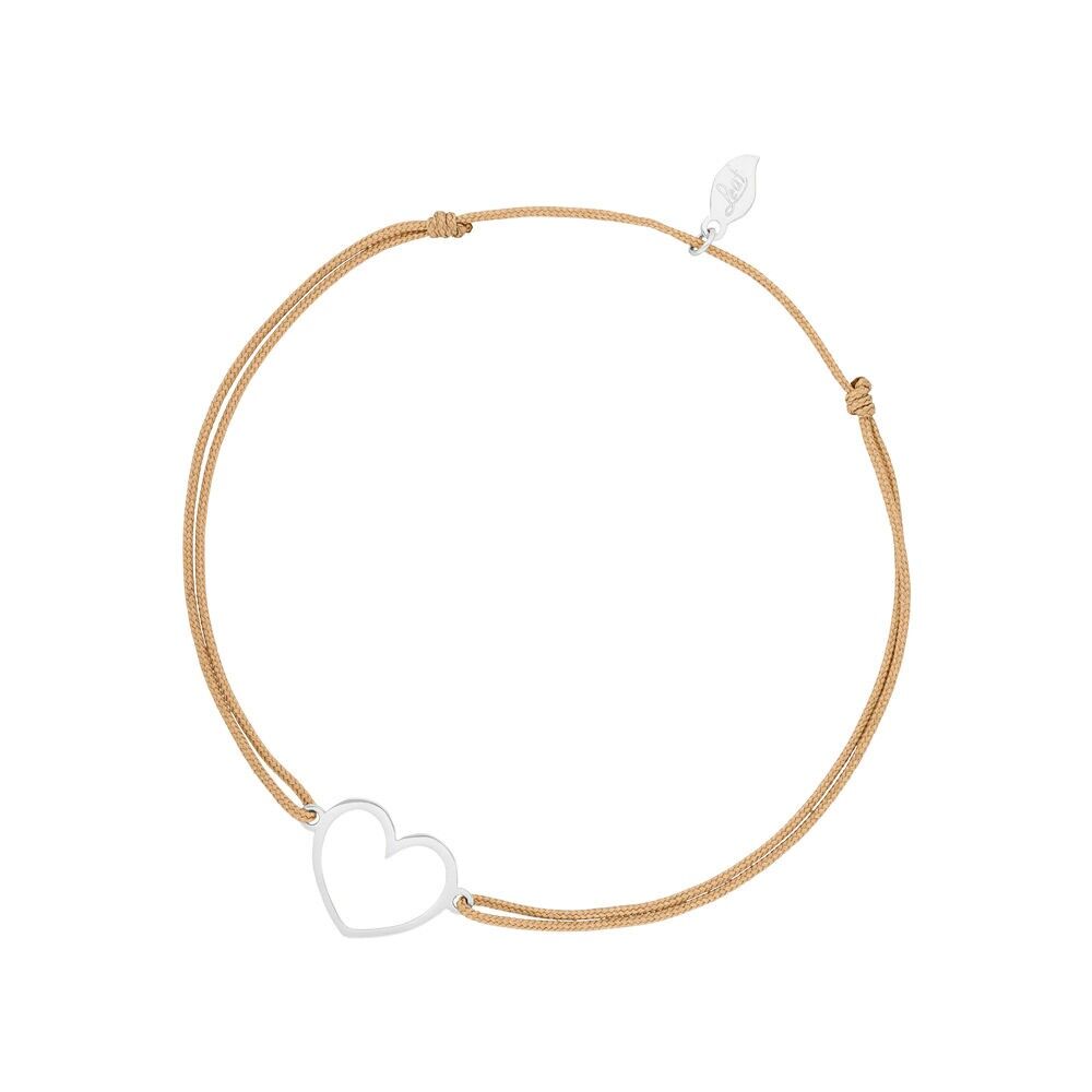 Lucky bracelet GENTLE HEART, 14 K white gold, beige
