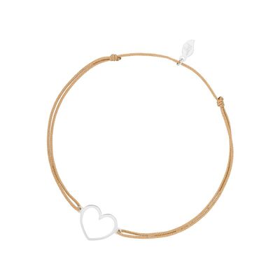 Bracelet porte-bonheur GENTLE HEART, or blanc 14 carats, beige