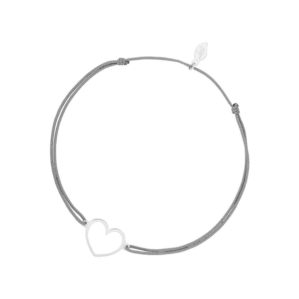 Lucky bracelet GENTLE HEART, 14 K white gold, grey