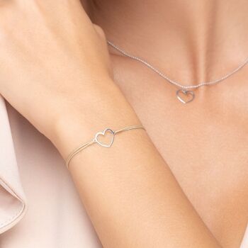Bracelet porte-bonheur GENTLE HEART, or blanc 14 carats, gris 2