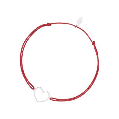 Bracelet porte-bonheur GENTLE HEART, or blanc 14 carats, rouge