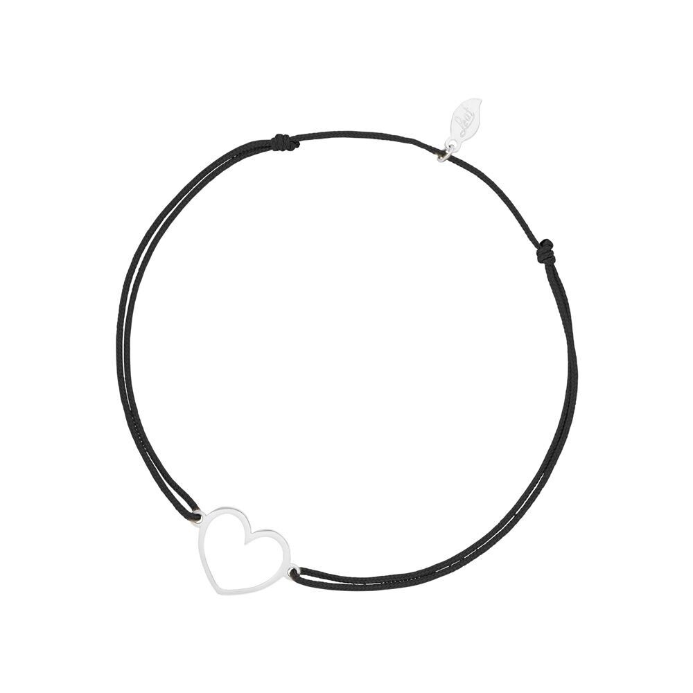 Lucky bracelet GENTLE HEART, 14 K white gold, black