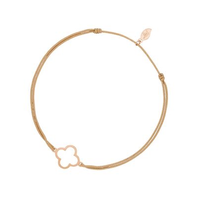 Glücksbändchen GENTLE CLOVER, 14 K Rosegold, Beige