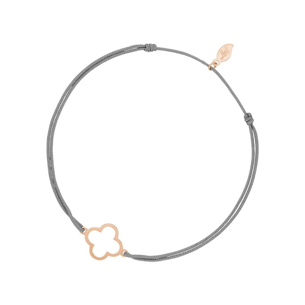Glücksbändchen GENTLE CLOVER, 14 K Rosegold, Grau