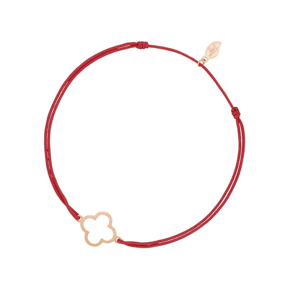 Lucky bracelet GENTLE CLOVER, 14 K rose gold, red
