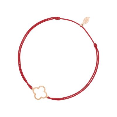 Bracelet porte-bonheur GENTLE CLOVER, or rose 14 carats, rouge