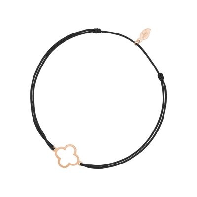 Lucky bracelet GENTLE CLOVER, 14 K rose gold, black