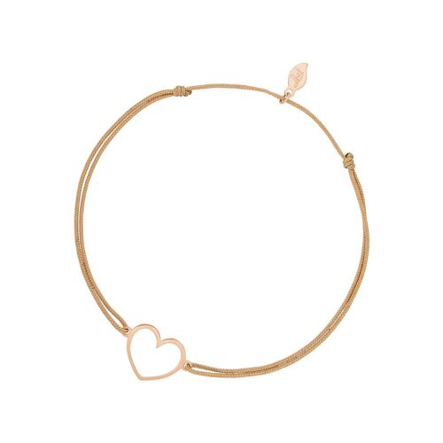 Glücksbändchen GENTLE HEART, 14 K Rosegold, Beige