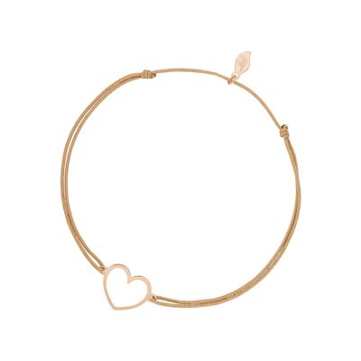 Bracelet porte-bonheur GENTLE HEART, or rose 14 carats, beige
