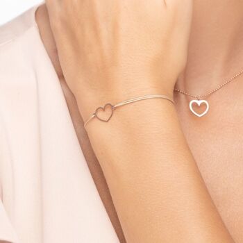 Bracelet porte-bonheur GENTLE HEART, or rose 14 carats, beige 3