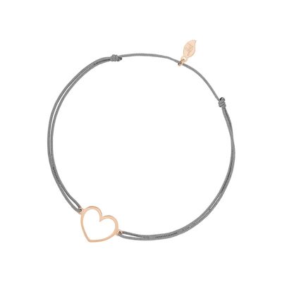 Pulsera de la suerte GENTLE HEART, oro rosa de 14 K, gris