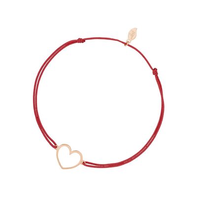 Bracelet porte-bonheur GENTLE HEART, or rose 14 carats, rouge