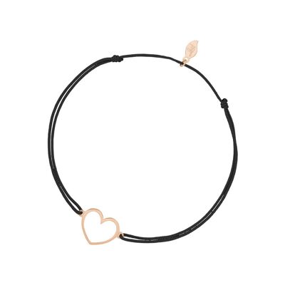 Glücksbändchen GENTLE HEART, 14 K Rosegold, Schwarz