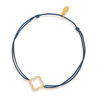 Bracelet porte-bonheur trèfle avec diamants, or jaune 18 carats, marine 1