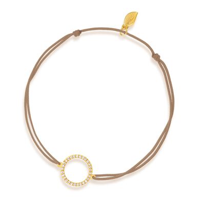 Bracelet porte-bonheur Cercle avec diamants, or jaune 18 carats, beige
