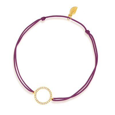 Bracelet porte-bonheur Cercle avec diamants, or jaune 18 carats, Bordeaux