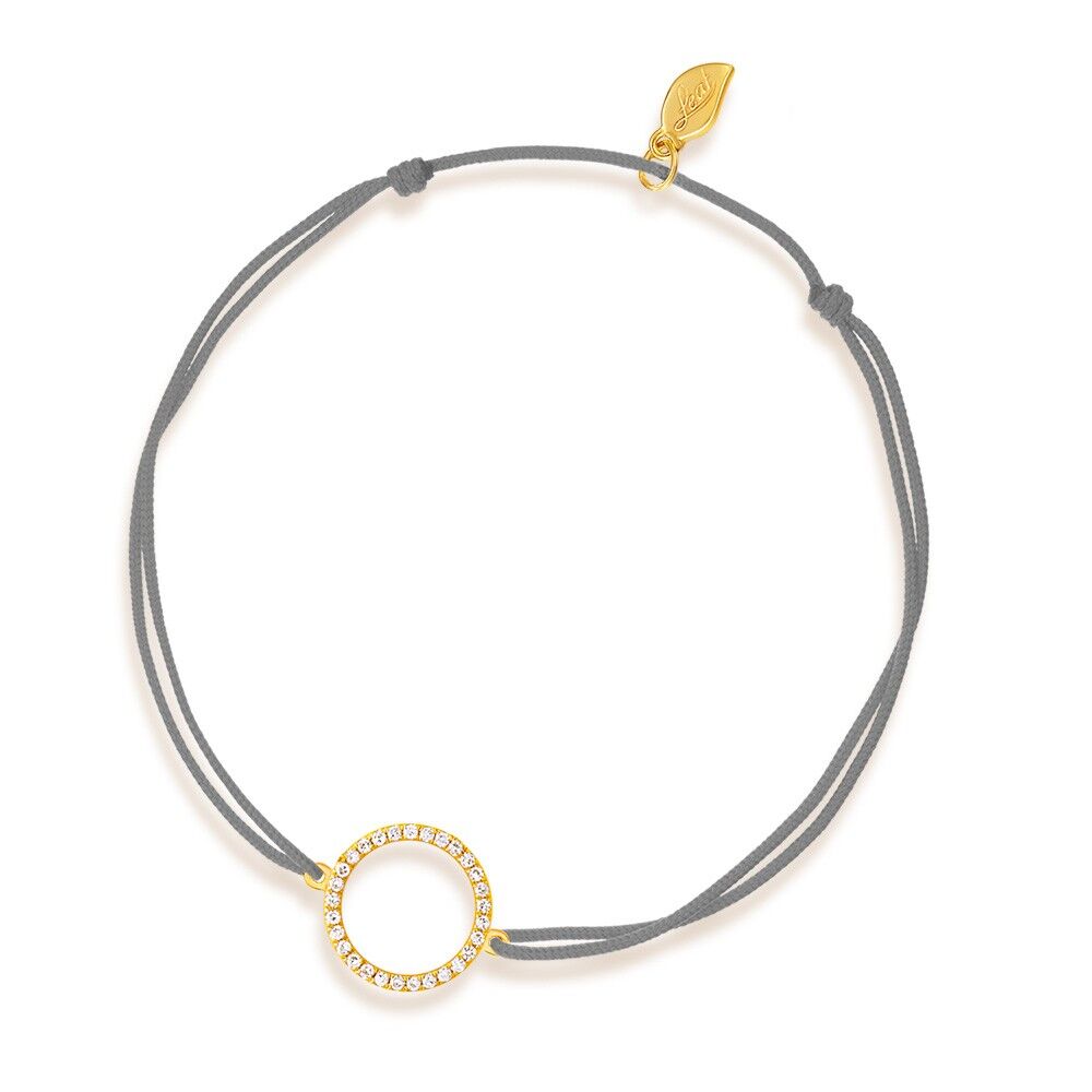 Pulsera de la suerte Circle con diamantes, oro amarillo de 18 quilates, gris